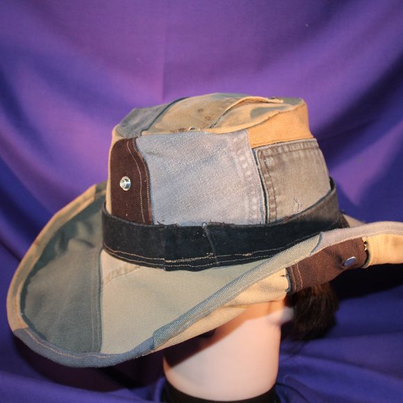 Patchwork Hat made from upcycled Carhartt clothing sz 7 5/8 or XL cowboy fedora main image 4